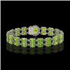Image 3 : 17.26 ctw Peridot & Diamond Bracelet 14K White Gold - REF-263H6R