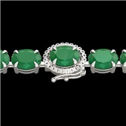 37 ctw Emerald & VS/SI Diamond Micro Pave Bracelet 14k White Gold - REF-327K3Y