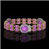 Image 2 : 16.25 ctw Amethyst & Diamond Bracelet 14K Yellow Gold - REF-263W6H