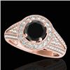 Image 1 : 1.7 ctw Certified VS Black Diamond Solitaire Halo Ring 10k Rose Gold - REF-81N8F