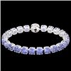 Image 2 : 40 ctw Tanzanite & Micro Pave Diamond Bracelet 14k White Gold - REF-618A2N