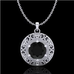 1.11 ctw Fancy Black Diamond Art Deco Stud Necklace 18k White Gold - REF-87A3N