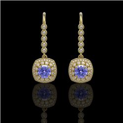 5.2 ctw Certified Tanzanite & Diamond Victorian Earrings 14K Yellow Gold - REF-172M8G