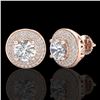 Image 2 : 2.35 ctw VS/SI Diamond Solitaire Art Deco Stud Earrings 18k Rose Gold - REF-345X5A