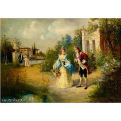 19c FRENCH GENRE SCENE STUNNING OIL PAINTING #1445329