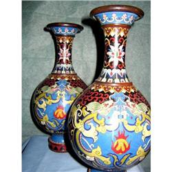JAPANESE PAIR OF CLOISONNE VASES #1445345