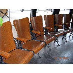 ANTIQUE THEATER CHAIRS--SET OF 11--TIGER OAK #1445348