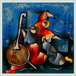 David Schluss,  Banjo Song Serigraph on Canvas #1445849