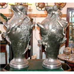 PAIR of large Art Nouveau Flower vases #1446014