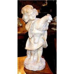 girl with a rooster  Italian alabaster #1446016
