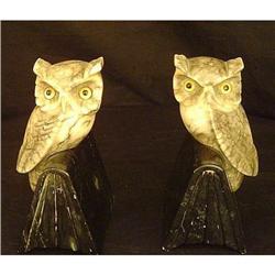 Pair of Antique Marble Owl Bookends #1446037