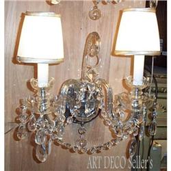 Pair of two  light crystal Bohemia  sconces. #1466414