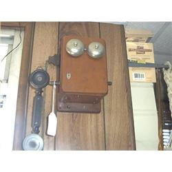 Small Oak Cabinet Wall Hanging Phone.  #1466441