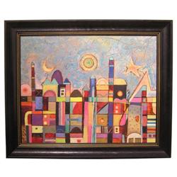 JUDIT BAK Abstract Cityscape Oil Painting  #1466653