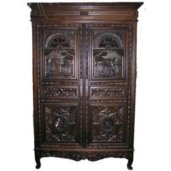 Antique Baroque Revival Armoire Cabinet #1466659