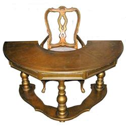 Circular Giltwood Neoclassical Desk & Chair #1466665