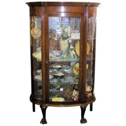 Antique Victorian Oak Vitrine China Cabinet #1466676
