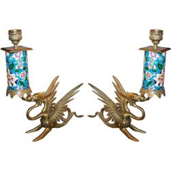 Pair of Longwy candlesticks (France, French) #1466919