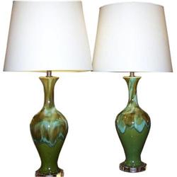 Pair pottery lamps (midcentury modern lighting)#1466923