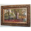 Image 1 : Italian "Park Bench" Oil on Board Painting #1467090