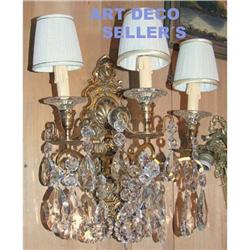 3 lights French Bronze wall sconce PAIR #1472611