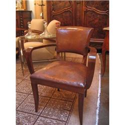 Pair of Bridge Chairs in walnut and leather #1472673