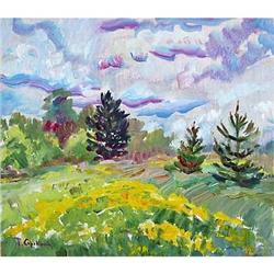 Impressionism oil "Lawn" by Sorokina T. #1472818