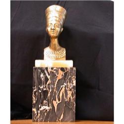 Vintage Brass & Bronze Nefertiti Bust Marble #1472862