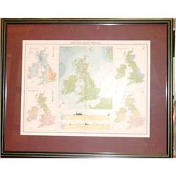 Antique Map British Isles Color Physical 1890's#1472864