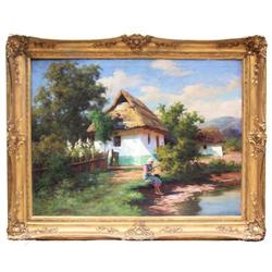 Hungarian SZONTAGH Figural Landscape #1472883
