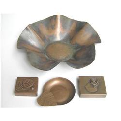 Rebajes 1 Copper Bowl 2 Boxes & 1 Ashtray #1472889