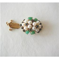 VINTAGE NECKLACE CLASP/14K/PEARL/SAPP/EM #1473057