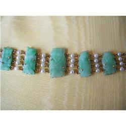 VINT.JADE <8> BUDDHAS BRACELET/14K/PEARLS #1473060