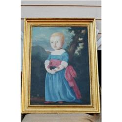 Early Naive Portrait Oil on Canvas #1473077