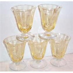 Five Fostoria Trojan Topaz 2.5 oz. Footed #1473080