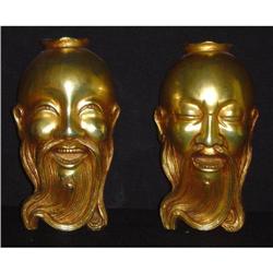 Antique Chinese Pair of Gilded Masks #1473565