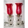 Pair Victorian Lamps Cranberry Shades C.1910 #1483103