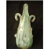 GREEN GLASS VASE , OPENING FLOWER #1483317