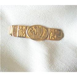 VINTAGE 18K Y GOLD TIE BAR/EXOTIC HAND MADE #1483404