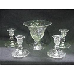 Vase and Candlesticks copper wheel cut -  #1483408