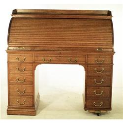 A 701  Antique English Howard &Sons Oak Roll #1483459