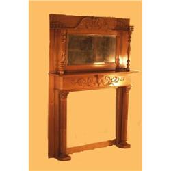A 920 Antique Oak Mantle With Mirrored Back #1483461