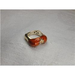 Estate 14K YG Enamel Designer Gold Cigar Ring  #1483467