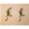 Unique Estate 14K YG Gold Enamel Frog Earrings #1483470