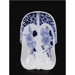 Old Japanese Blue & White Hirado Fan Plate #1483505