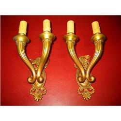 Pr. of Vintage French bronze gilded sconces! #1483530