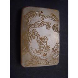Chinese carved Celadon jade  Pendant #1483575
