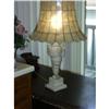 Antique  Carved Alabaster Lamp shellshade #1483685