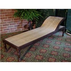 ANTIQUE OUTDOOR RATTAN TEAK CHAISE LOUNGE #1483691