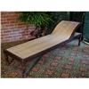 ANTIQUE OUTDOOR RATTAN TEAK CHAISE LOUNGE #1483691